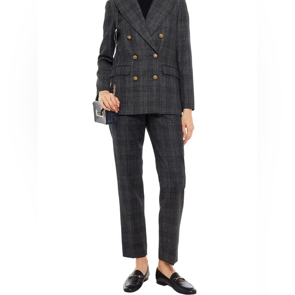 NWT Sandro Athena checked woven straight-leg pants